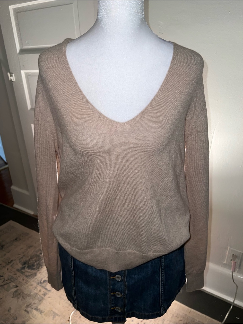 United Colors of Benetton V-Neck Sweater Pure New Wool Beige